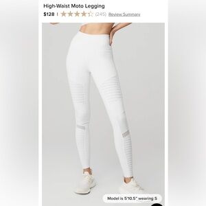 ALO Yoga White Motto  Leggings Size Medium-24” Inseam